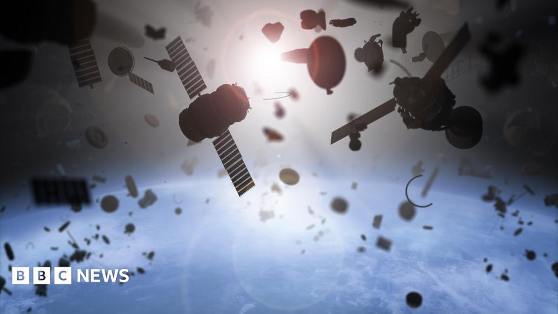 Illustration of a satellite equipped with a kinetic impactor poised over Earth