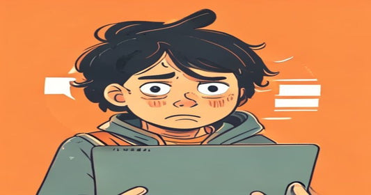 A person holding a laptop with a worried expression