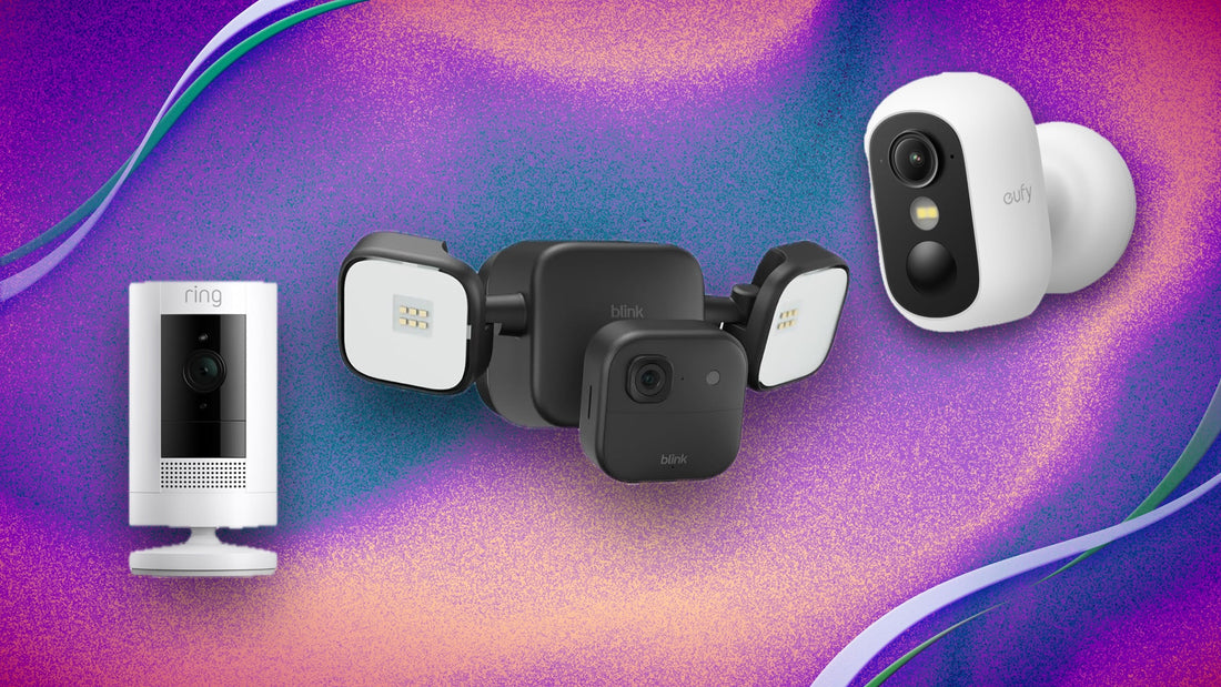 Close‑up of a modern indoor security camera with night‑vision LEDs on a ceiling mount