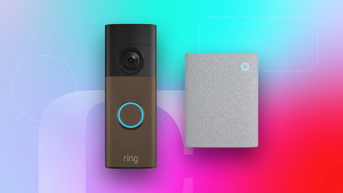 Ring Doorbell installed on a front porch with its wireless chime unit visible on a nearby wall
