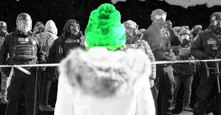 Green beanie displayed on a store rack, the item at the center of an ICE subpoena investigation