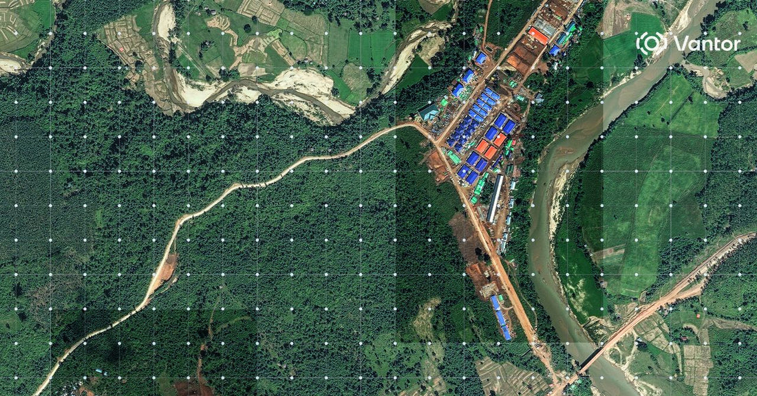 Satellite image of suspected scam compound in Myanmar