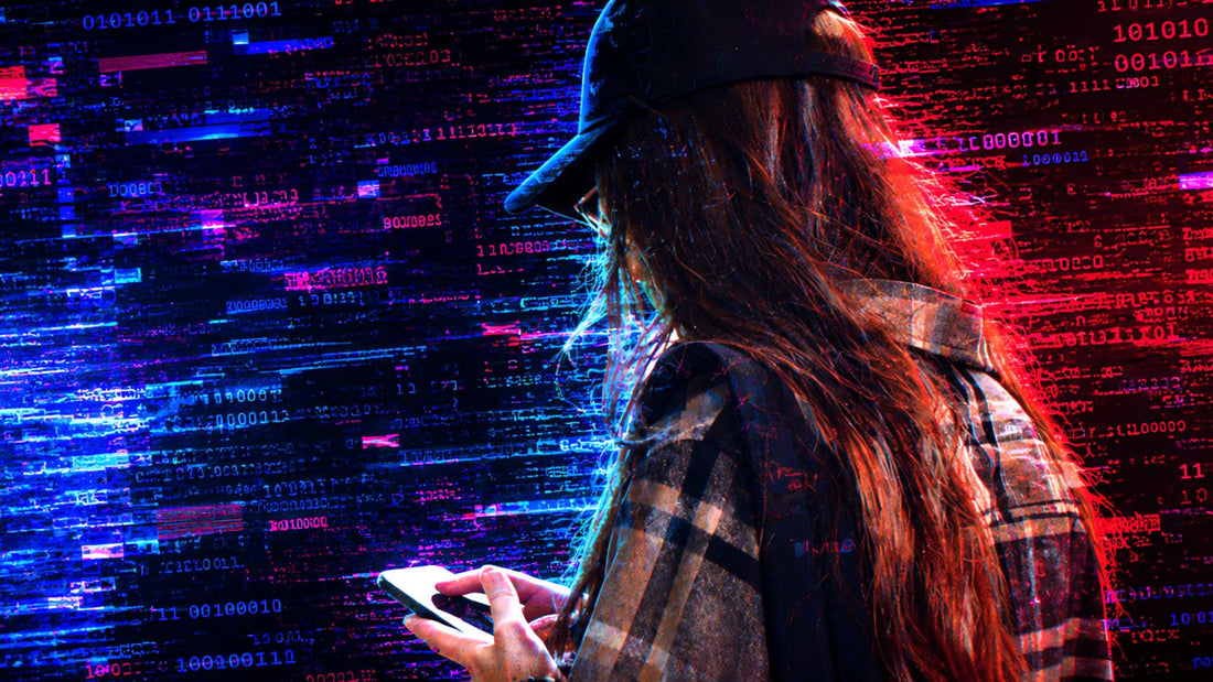 A person looking at their phone with a concerned expression