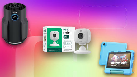 Close-up image of the Blink Mini 2K Plus Cam showing its lens and indicator lights