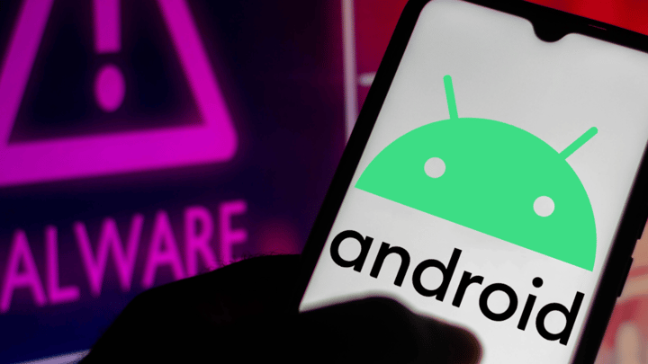 Android device with a warning sign