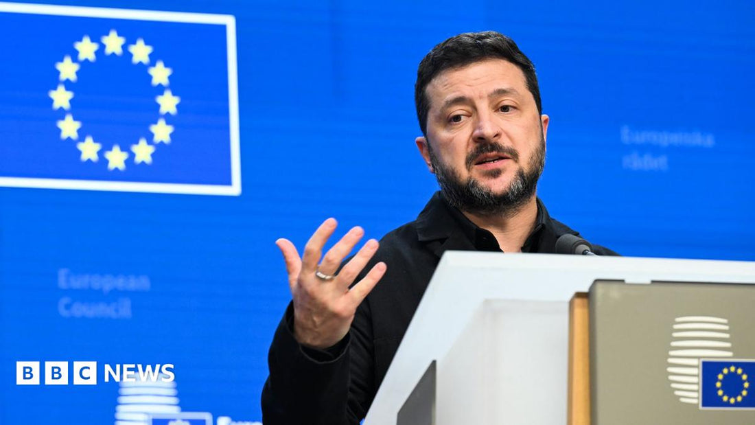 President Volodymyr Zelensky speaking at a press conference about Ukraine's right to self-defence