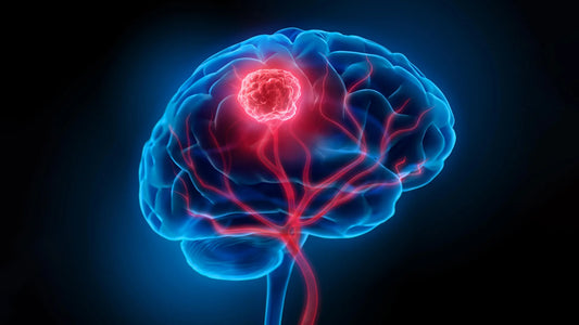 Fluorescent nanoparticles bound to glioblastoma cells under near-infrared illumination