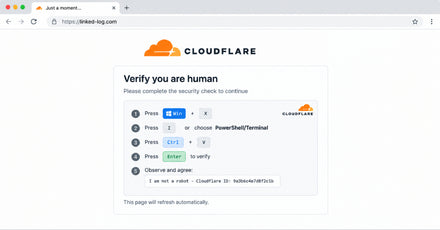 Screenshot of a counterfeit Cloudflare CAPTCHA used in the TerminalFix phishing page