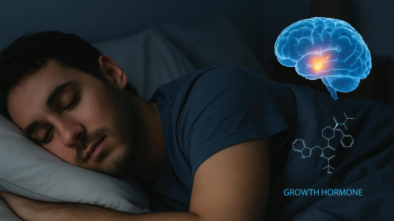Diagram showing the feedback loop between deep sleep stages and growth hormone secretion