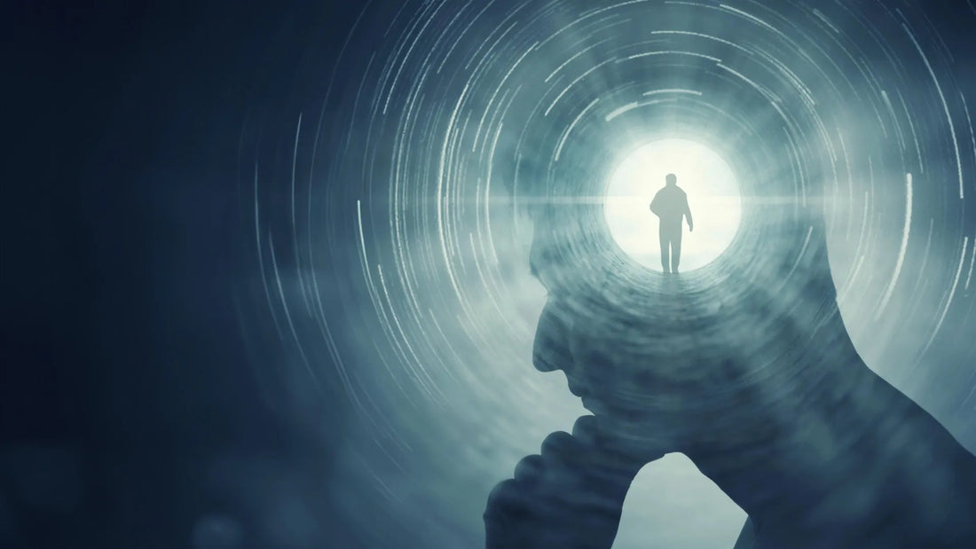 Brain with glowing consciousness