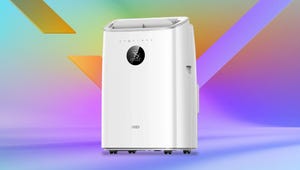 Portable air conditioner in a room