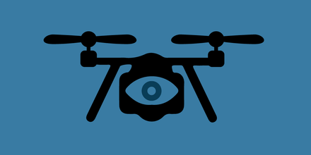 San Francisco police drone hovering over a city street during a traffic pursuit