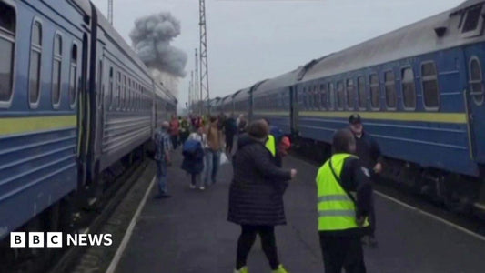 Map highlighting the Poland-Ukraine border rail line where the stationary locomotive was struck
