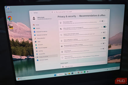 Screenshot of Windows 11 Settings showing the toggle to disable Start menu suggestions