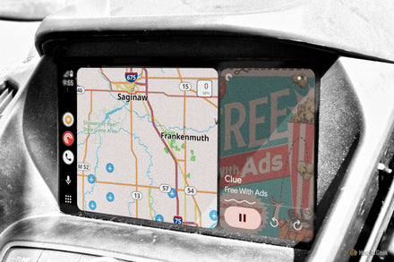 Screenshot of Android Auto interface on a phone running microG instead of Google Play Services