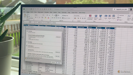 Screenshot of Excel's Document Inspector dialog highlighting metadata removal options