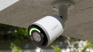 A wired PoE security camera
