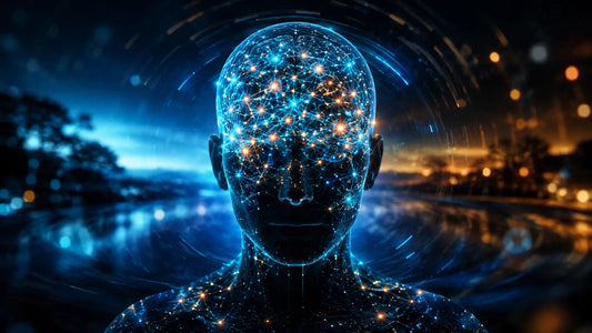 Illustration showing brain networks synchronizing with sensory and motor signals during a decision.