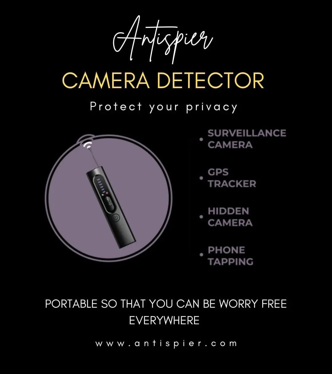 Spystopper Pro privacy device by Antispier for detecting hidden cameras and GPS trackers.