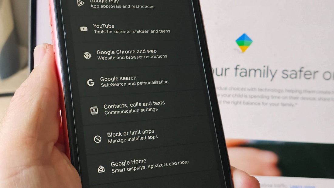 Screenshot of Google Family Link dashboard showing app restrictions and screen‑time limits