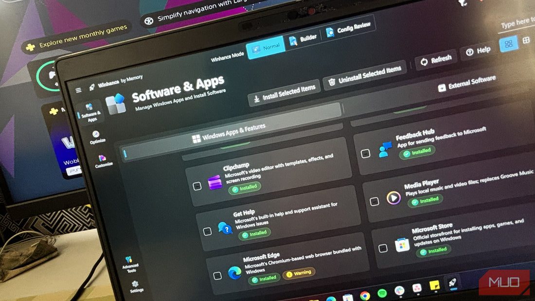 Screenshot of WinHance interface displaying a list of detected hidden bloatware on a Windows PC