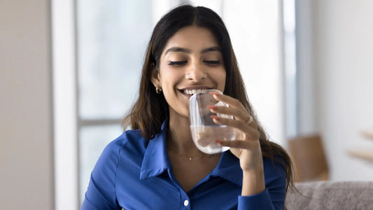 A glass of sparkling water