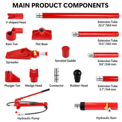 Power Hydraulic Piston Cylinder Jack - Single Acting Mini Jack - 10 Ton Capacity by Anti Spier