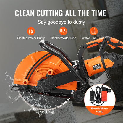 VEVOR Electric Concrete Saw, 16 In, 3200 W 15 A Motor Circular Saw Cutter With Max. 6 In Adjustable Cutting Depth, Wet Disk Saw Cutter Includes Water Line, Pump And Blade, For Stone, Brick by Anti Spier