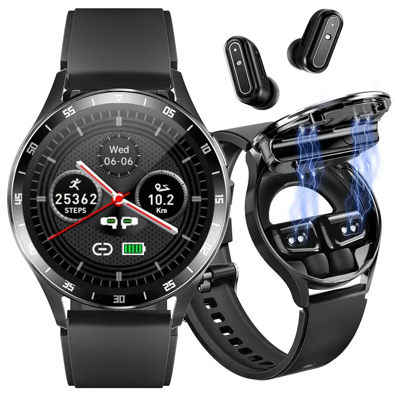 Smart Watch With Earplugs, 2-in-1 Headset Watch, With Fitness Tracker. Smart Watch With Speaker For Answering Calls, Sleep Monitor, Sports Smart Watch With Long Standby Time, Suitable For Android And IPhone by Anti Spier