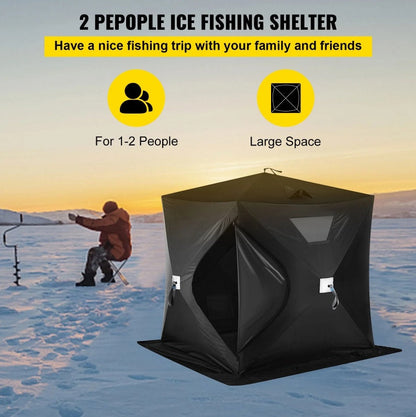 2-3 Person Ice Fishing Shelter, Pop-Up Portable Insulated Ice Fishing Tent, Waterproof Oxford Fabric by Anti Spier