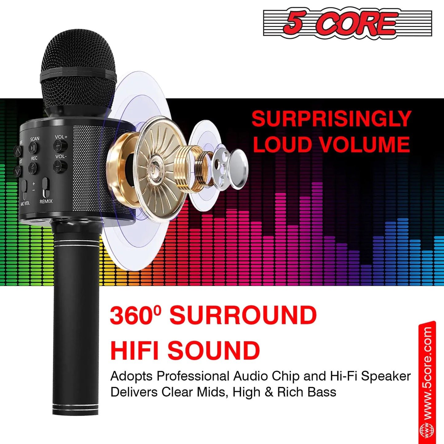 5Core Wireless Karaoke Microphone Bluetooth Mic Portable Handheld Microfonos Inalambricos by Anti Spier