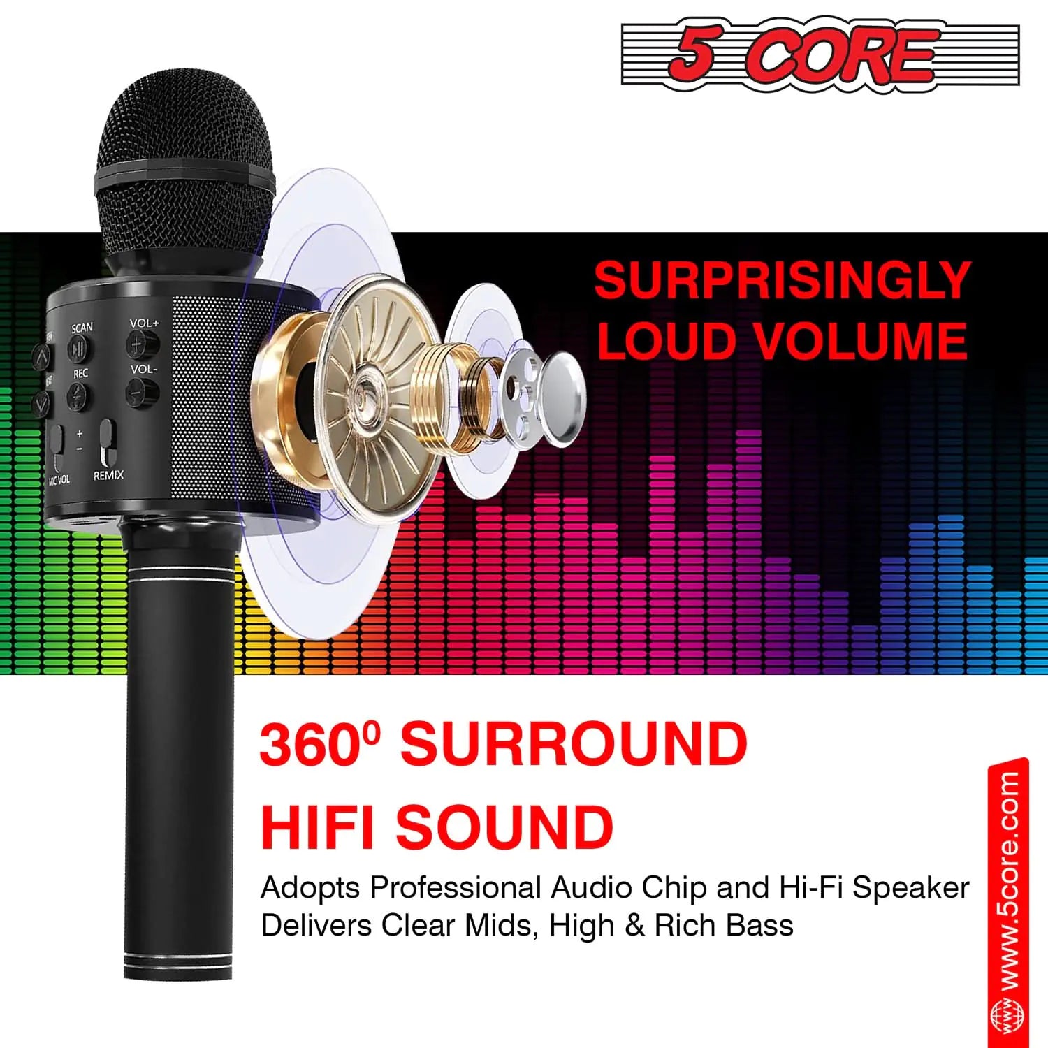 5Core Wireless Karaoke Microphone Bluetooth Mic Portable Handheld Microfonos Inalambricos by Anti Spier