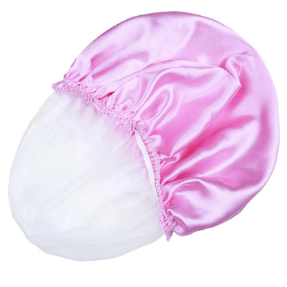 Shower Caps for Women, 4 PCS Elastic and Reusable Bath Caps, Double Waterproof Layers Shower Cap, Bathing Shower Caps, Environmental Protection Hair Bath Hat - Solid Color Solid Color 4 PCS/Set by Anti Spier