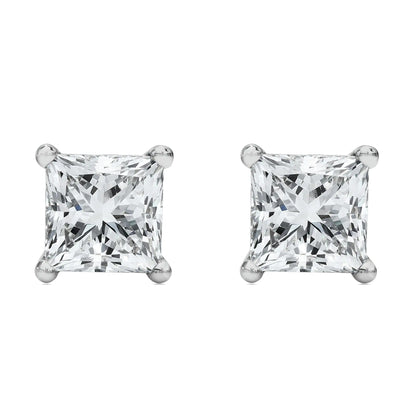 14K White Gold Princess Cut Lab-Grown Diamond Solitaire Stud Earrings (F-G Color, VS2-SI1 Clarity) by Anti Spier