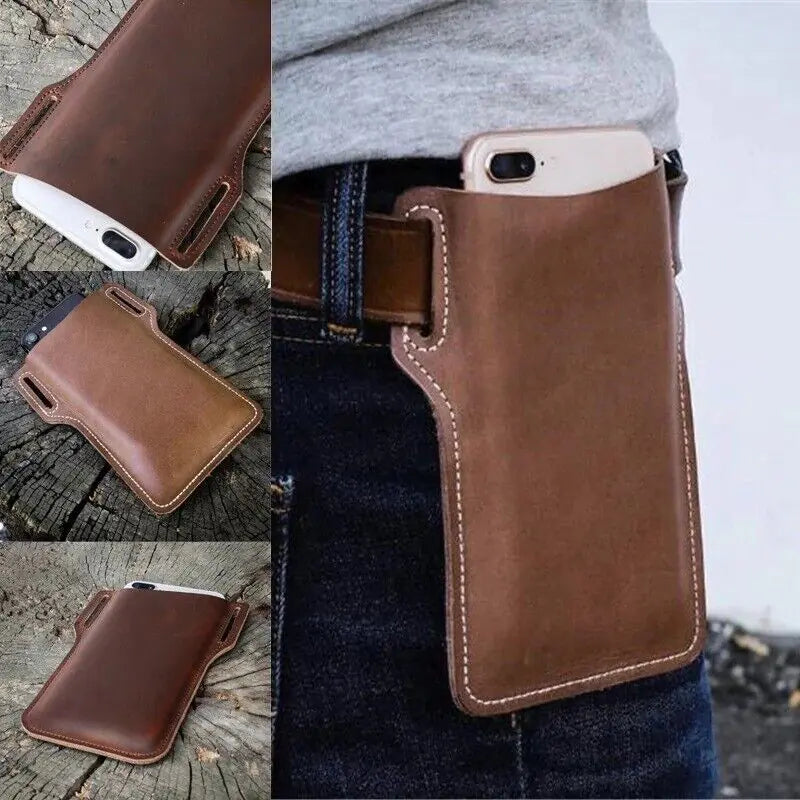 Men Cell Phone Belt Pack Bag Loop Waist Holster Pouch Case Leather Wallet Cover by Anti Spier