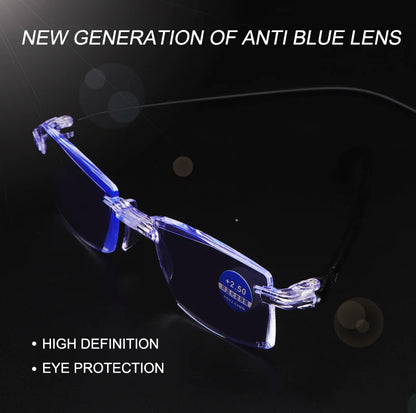 4 PK Mens Rectangular Rimless Blue Light Blocking Reading Glasses Unisex Readers by Anti Spier