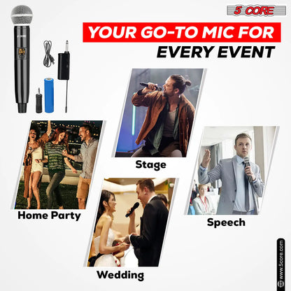 5Core Wireless Microphones VHF Microfonos Inalambricos Professional Handheld Cordless Mic by Anti Spier