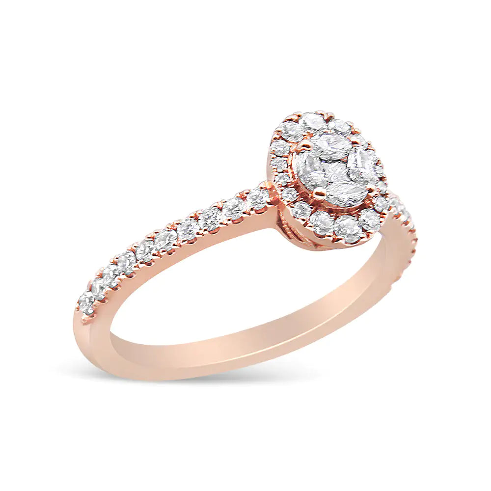 18K Rose Gold 1/2 Cttw Composite Marquise Composite Diamond Oval Shaped Halo Engagement Ring (F-G Color, VS1-VS2 Clarity) by Anti Spier