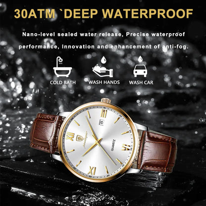 Leather Men Quartz Luxury Watches by Anti Spier