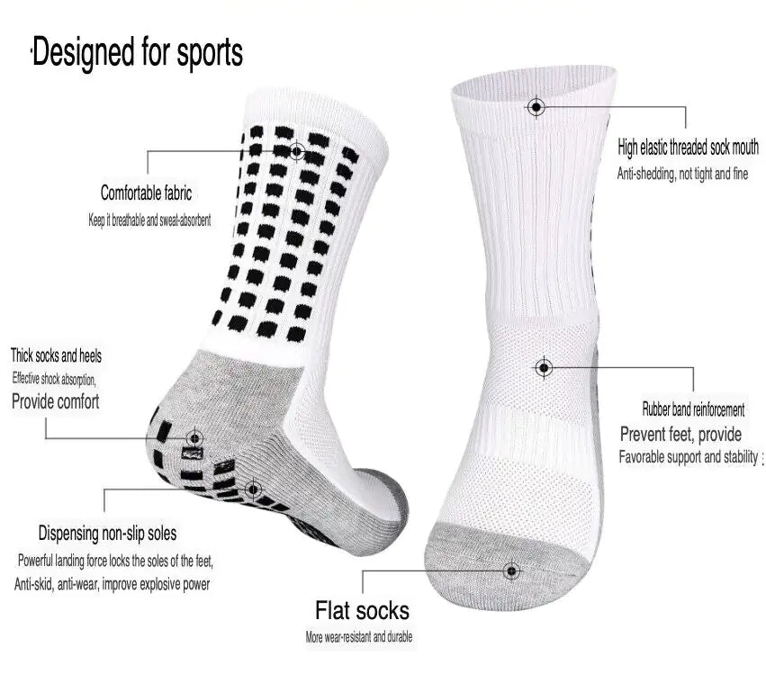 3 Pair Sport Socks Anti Slip W/ Grip Soccer Men Football Basketball Sock Premium by Anti Spier