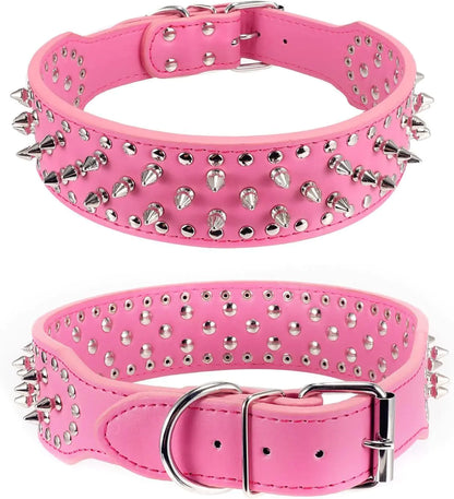 Spiked Studded Leather Dog Collar Rivets Pet Small Large Cat Pit Bull Adjustable by Anti Spier