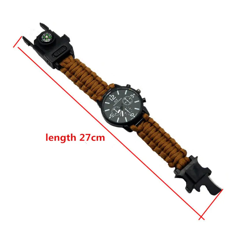 Outdoor Multi function Camping Survival Watch Bracelet Tools With LED Light by Anti Spier