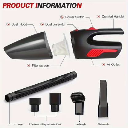 Wireless Car Vacuum Cleaner - Large Suction, Capacity, Charging, Suitable for Home And Car/Office Cleaning, Portable with Crevice Tool by Anti Spier