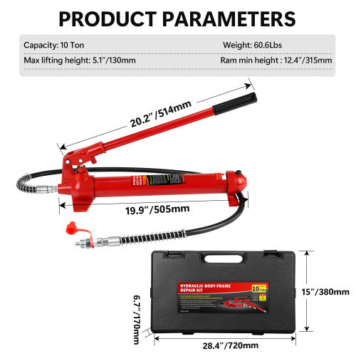 Power Hydraulic Piston Cylinder Jack - Single Acting Mini Jack - 10 Ton Capacity by Anti Spier