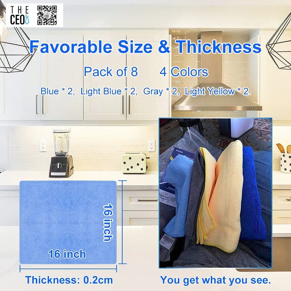 THE CEO Multipurpose Microfiber Cleaning Cloth - 8 Pack by Anti Spier