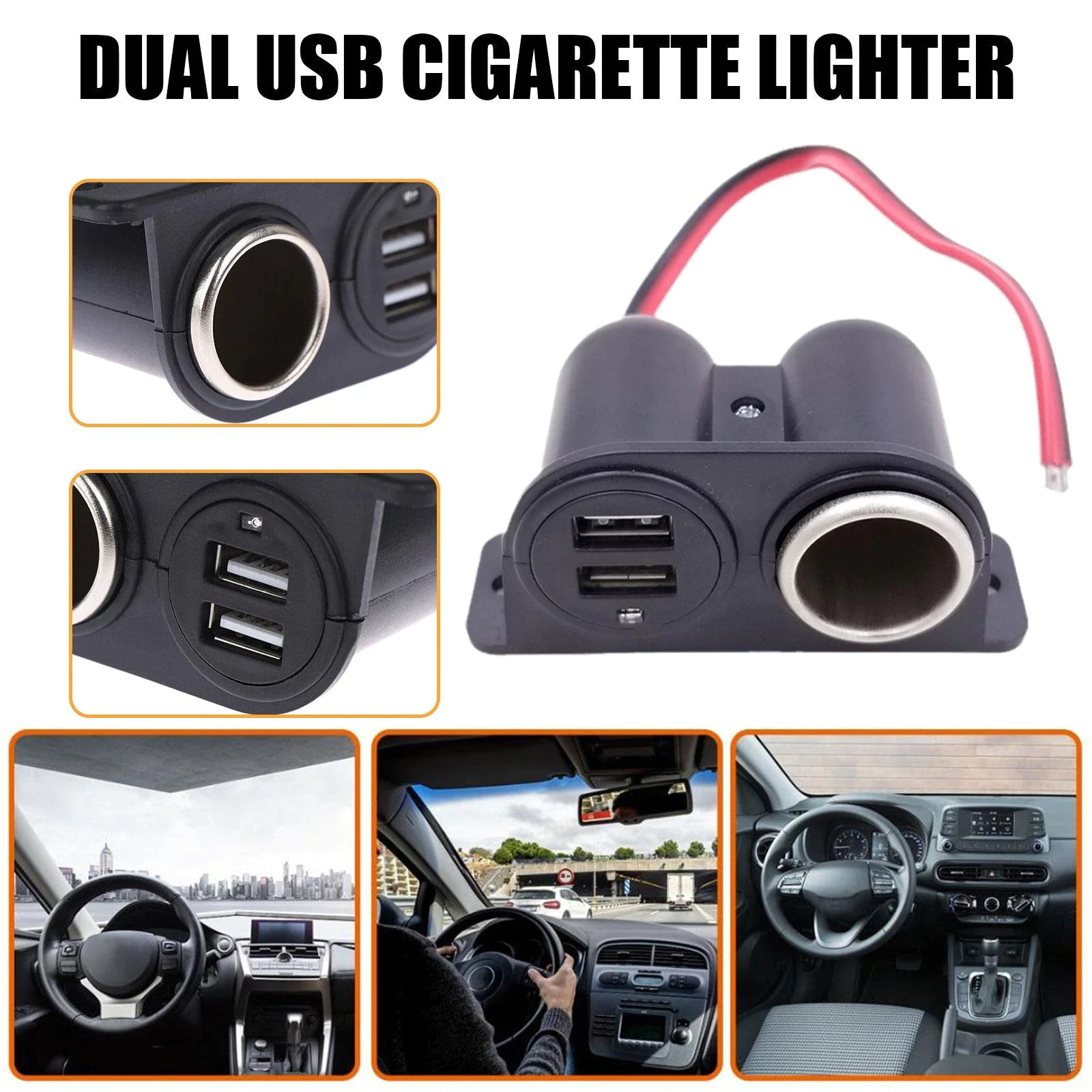 Car Cigarette Lighter Socket Splitter Dual USB Charger Power Adapter Outlet 12V by Anti Spier