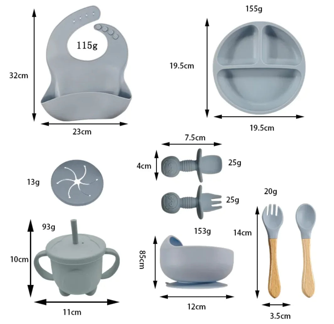 Baby Silicone Feeding Tableware Set by Anti Spier