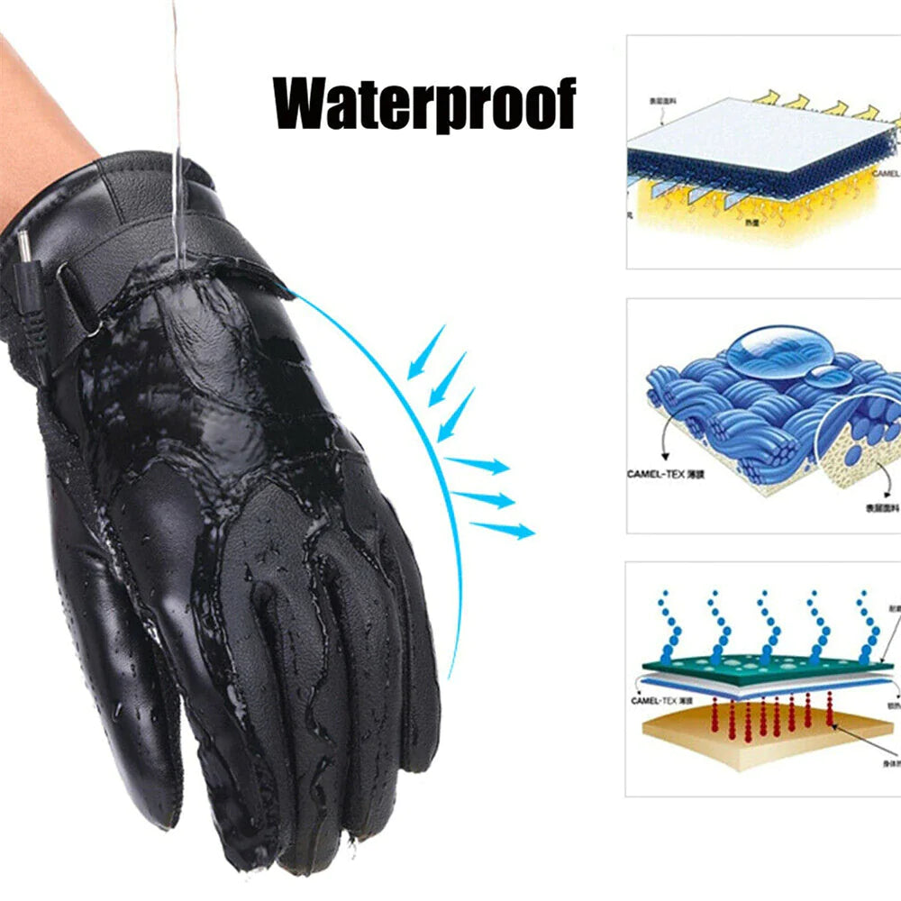 Electric USB Heated Gloves Winter Warming Thermal Ski Snow Hand Warm Windproof by Anti Spier