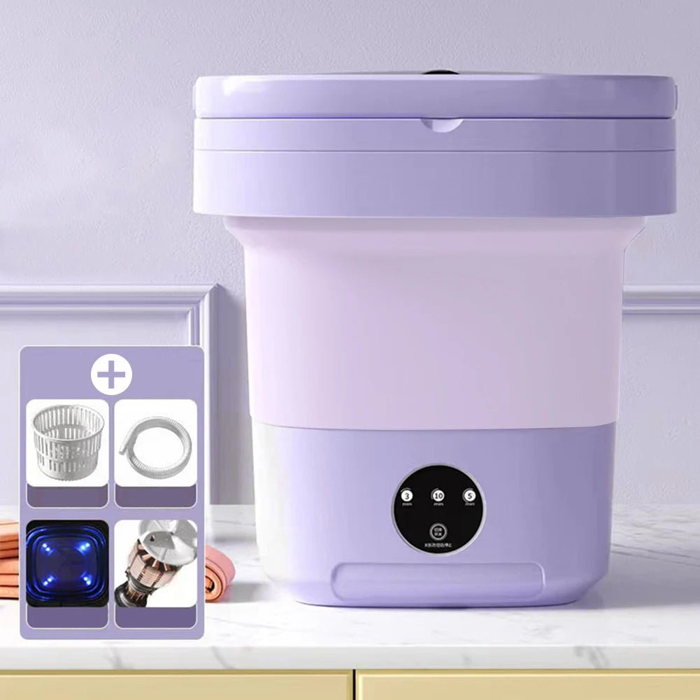 10 L Portable Washing Machine with Timer Folding Washing Machine Laundry Cleaning Washer for Apartment Laundry Camping RV Travel by Anti Spier
