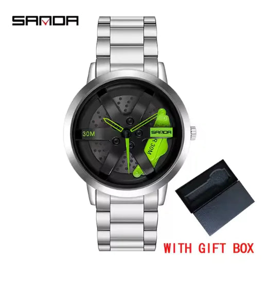 Men's 3D Car Wheel Sports Watch - Waterproof Quartz by Anti Spier